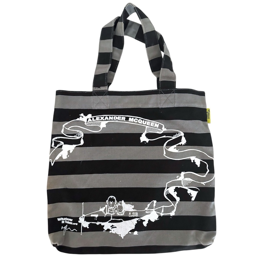 Alexander McQueen Whatever It Takes Striped Canvas Tote Bag
Reusable Y2K Stripe